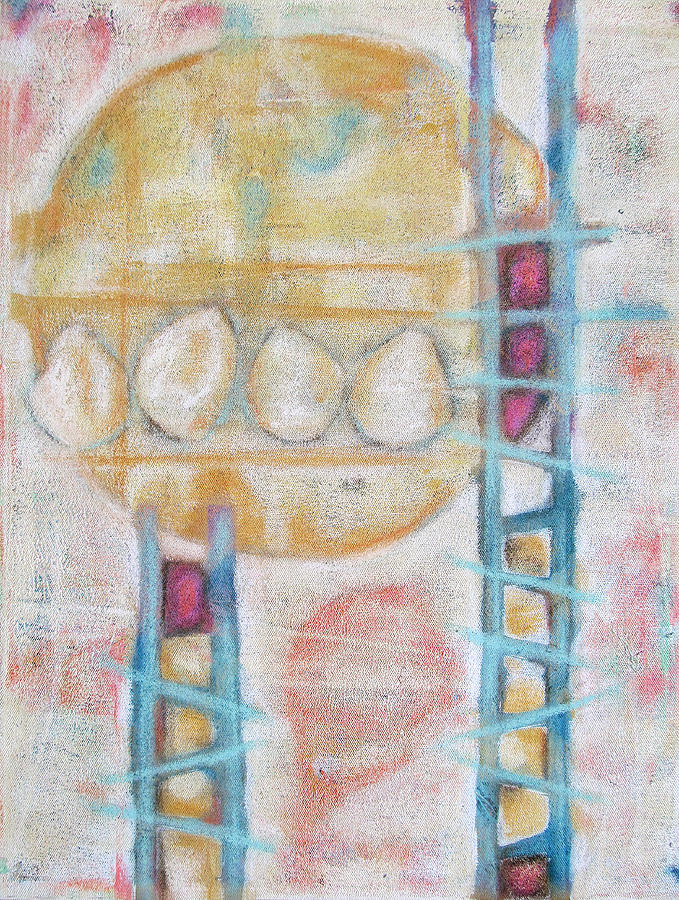 Lemons Ladders and the Space Between Rungs Painting by Maria Huntley