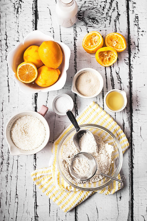 Lemons, Sugar And Flour Bowl Photograph by One Girl In The Kitchen