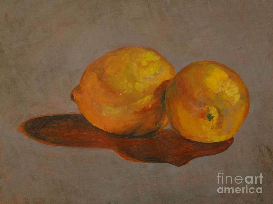 Lemons with Burnt Sienna underpainting Painting by Heidi E Nelson