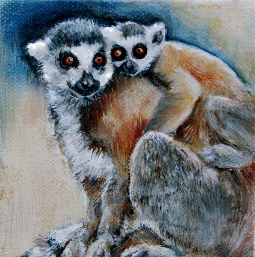 Lemur Miniature Painting by Jean Cormier
