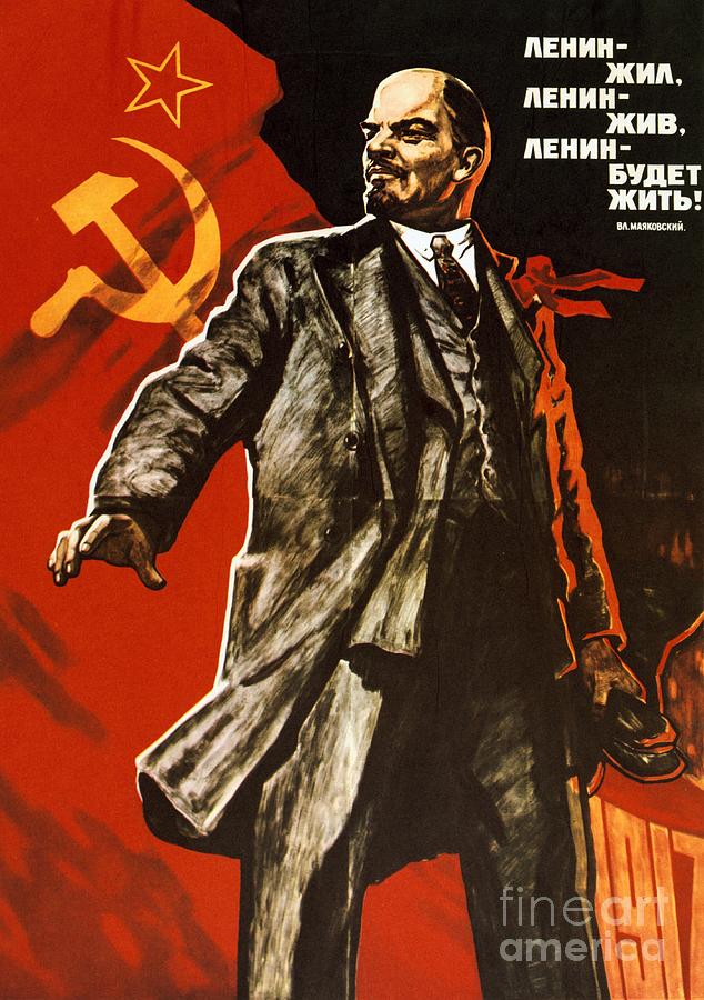 Lenin lived Lenin lives Long live Lenin Drawing by Viktor Semenovich Ivanov