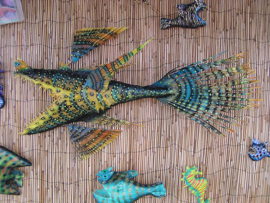 Lenny the Dragon fish Mixed Media by Dan Townsend