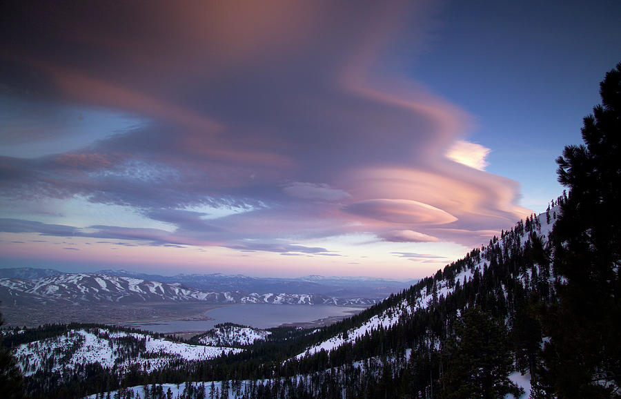 Nature Photograph - Lenticular Clouds Form On The Eastern by Michael Okimoto