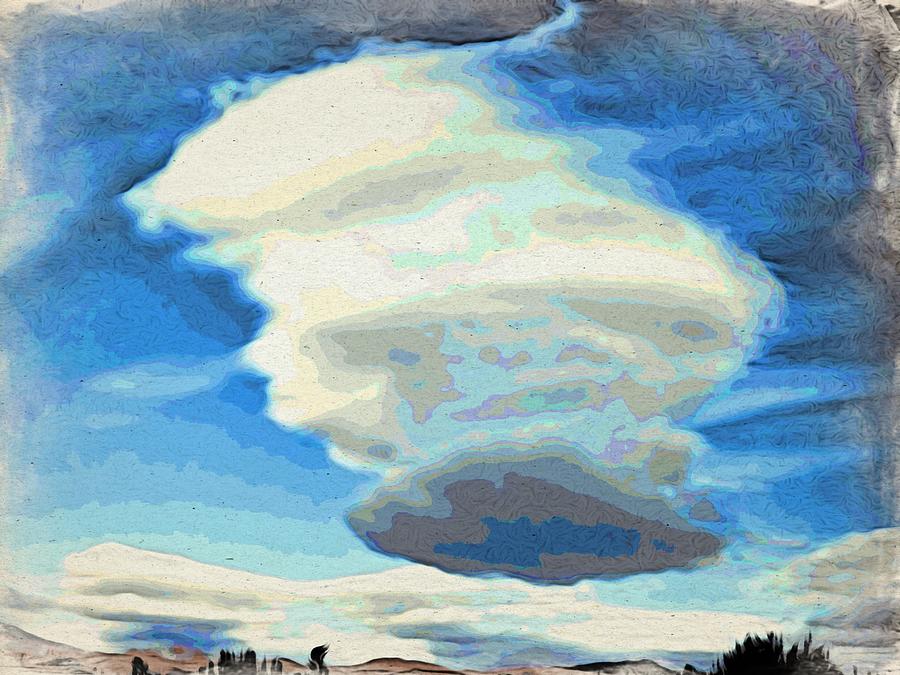 Lenticular Cloud Photograph - NV Lenticular Mouse on Snowboard by Phyllis Kaltenbach