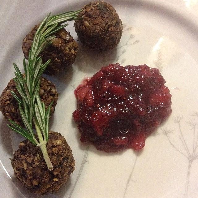 Vegan Photograph - Lentil Balls With Cranberry Pear Sauce by Chiara Ruffer