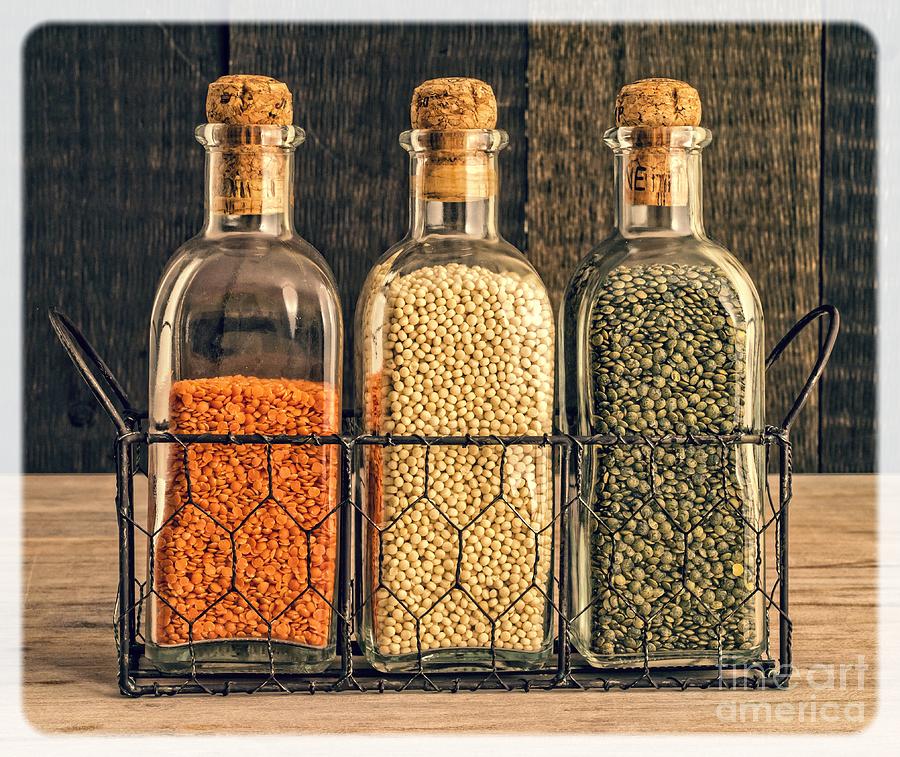 Bottle Photograph - Lentils - Kitchen Art by Edward Fielding