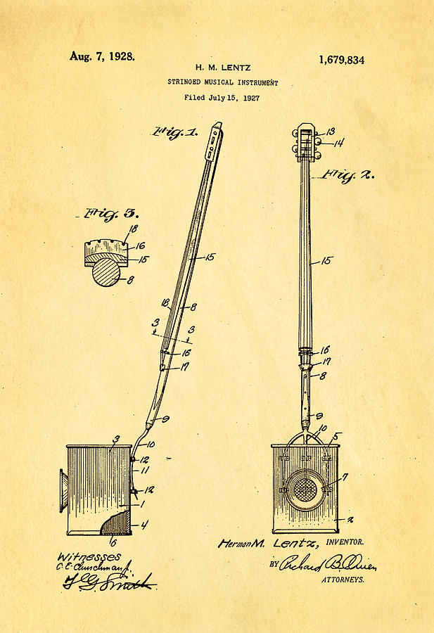 Lentz Jug Band Instrument Patent Art 1928 Photograph by Ian Monk - Fine ...