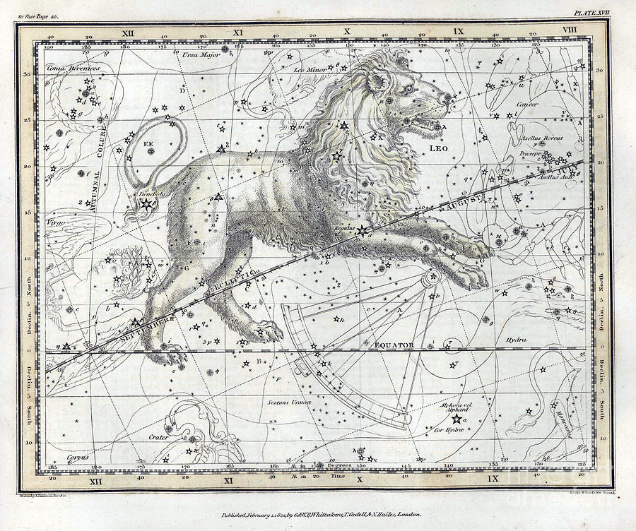 Leo Constellation, Zodiac, 1822 Photograph by U.S. Naval Observatory Library