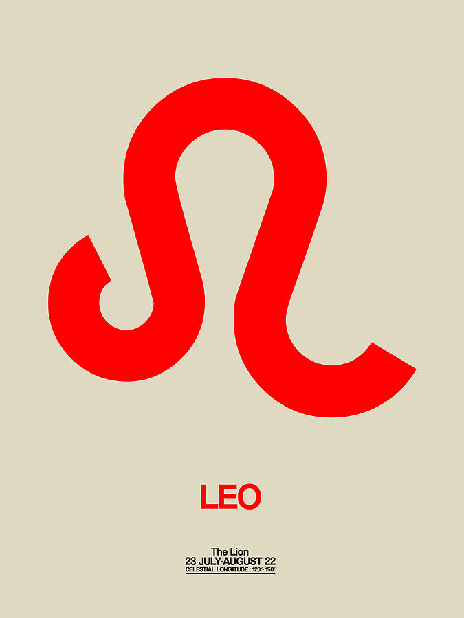 Leo Digital Art - Leo Zodiac Sign Red by Naxart Studio