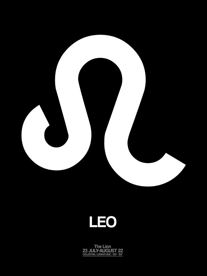 Leo Digital Art - Leo Zodiac Sign White by Naxart Studio
