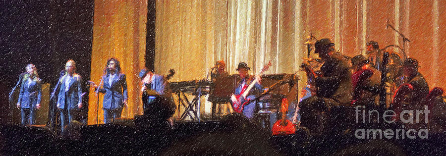 Leonard Cohen and his band in concert 2013 Digital Art by Liz Leyden