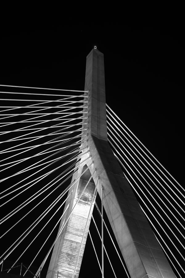 Leonard P Zakim Bridge 2 - BW Photograph by Joann Vitali