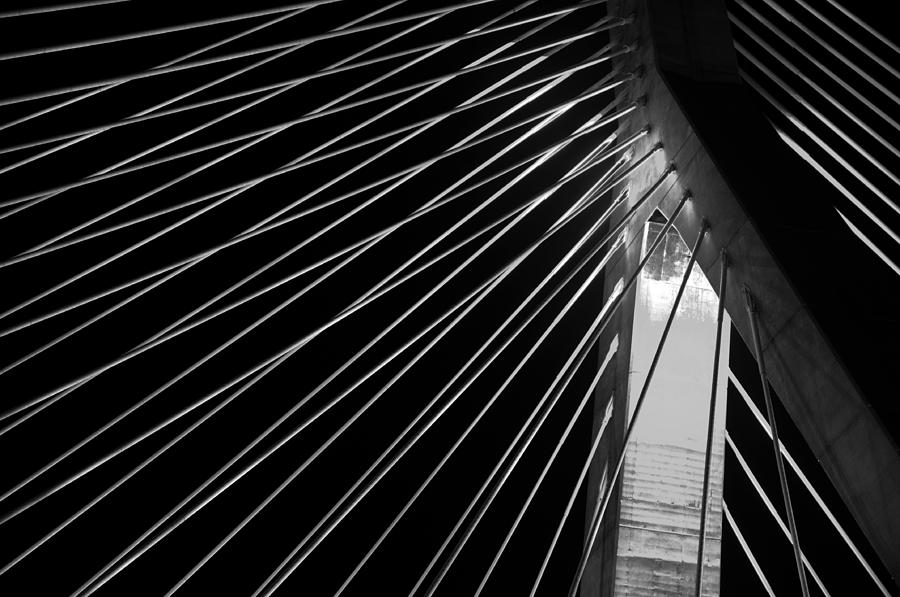 Boston Photograph - Leonard P Zakim Bridge 3 - BW by Joann Vitali