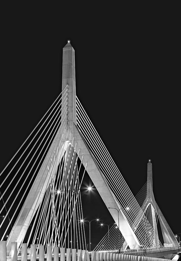 Leonard P. Zakim Bunker Hill Memorial Bridge BW II Photograph by Susan Candelario