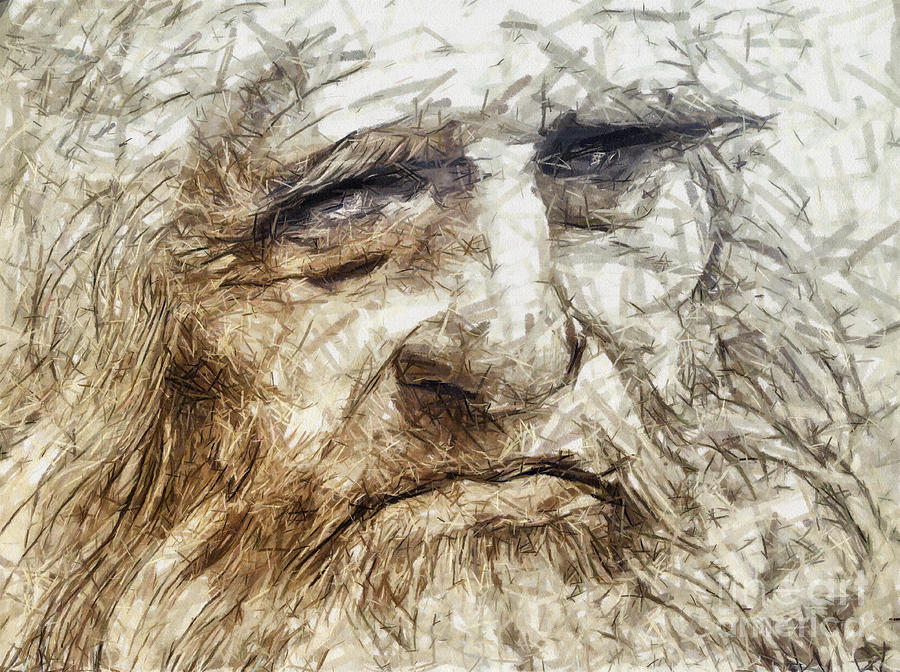 Portrait Pastel - Leonardo Da Vinci drawing - portrait by Daliana Pacuraru