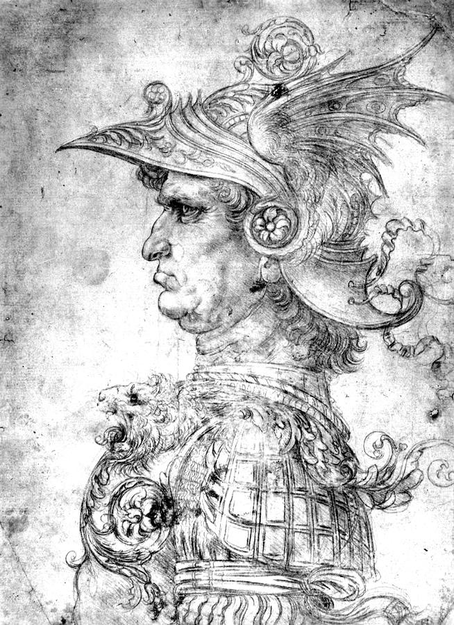 Bust of a Warrior Drawing by Leonardo da Vinci
