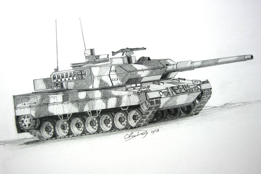 Leopard 2 A6 Main Battle Tank Drawing by Chris Dang