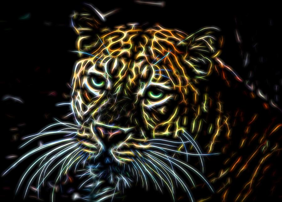 Leopard Glow Mixed Media by Judy Vincent