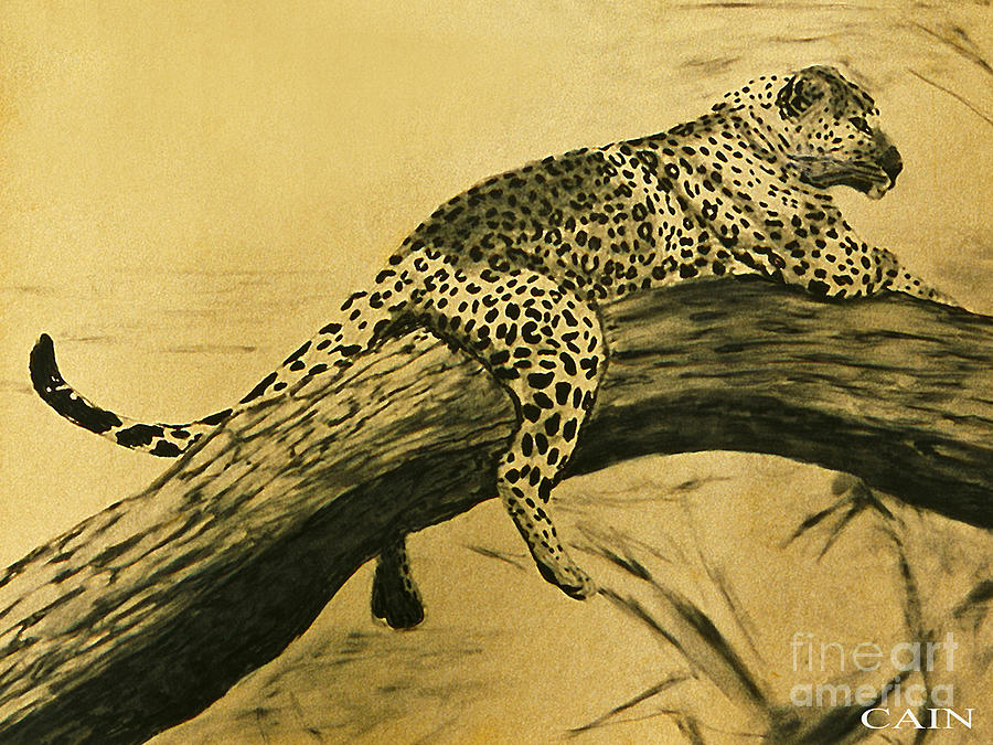 Leopard in Tree Art Print Painting by William Cain