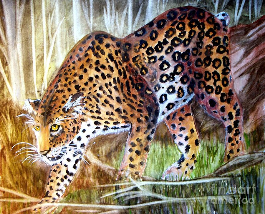 Leopard on the loose Painting by Carol Grimes