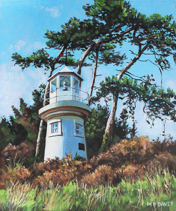 Tree Painting - Lepe Lighthouse Hampshire by Martin Davey