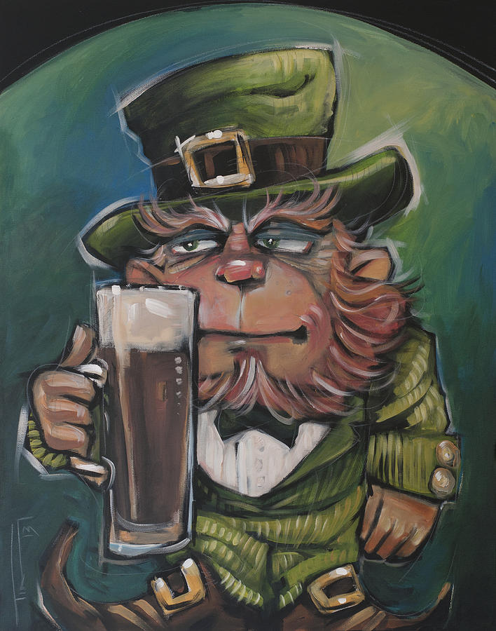 Leprechaun About To Enjoy An Irish Stout Painting by Tim Nyberg