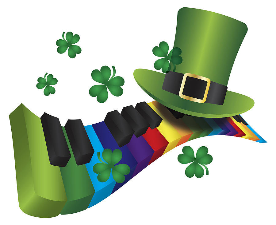 Key Photograph - Leprechaun Hat with Rainbow Color Piano Keyboard by Jit Lim