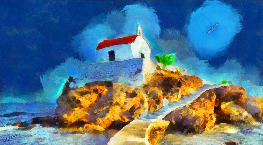 Leros island 4 Painting by George Rossidis