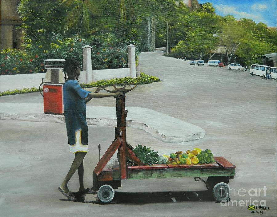 Fitzroy the handcart bwoy Painting by Kenneth Harris