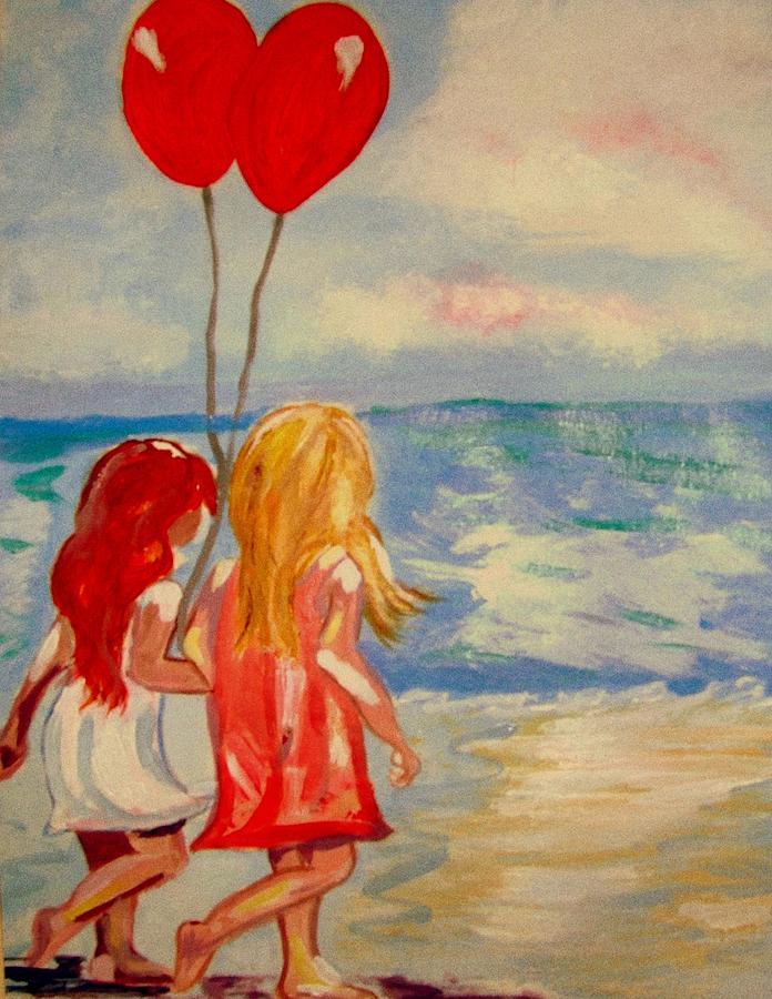 Les Ballons Rouges Painting by Rusty Gladdish