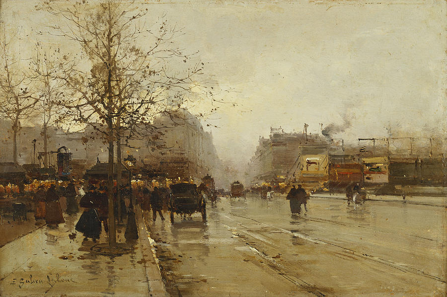Eugene Galien Laloue Painting - Les Boulevards Paris by Eugene Galien-Laloue