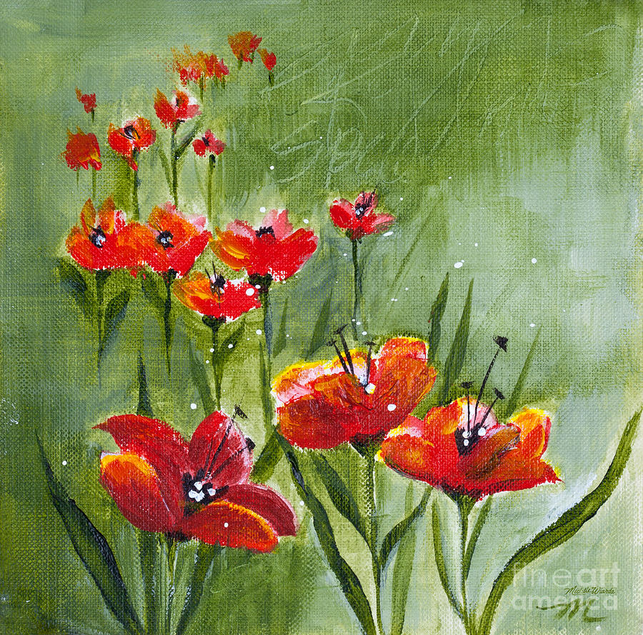 Les Fleurs Rouges Painting by Michelle Constantine