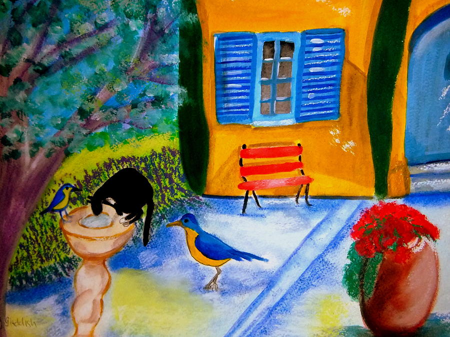 Les Petits Oiseaux Bleus De Provence Painting by Rusty Gladdish