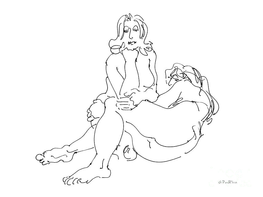 Lesbian Artwork 4 Drawing by Gordon Punt