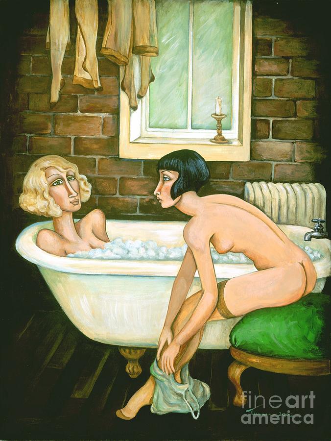 Lesbian Bath Painting By C Turner