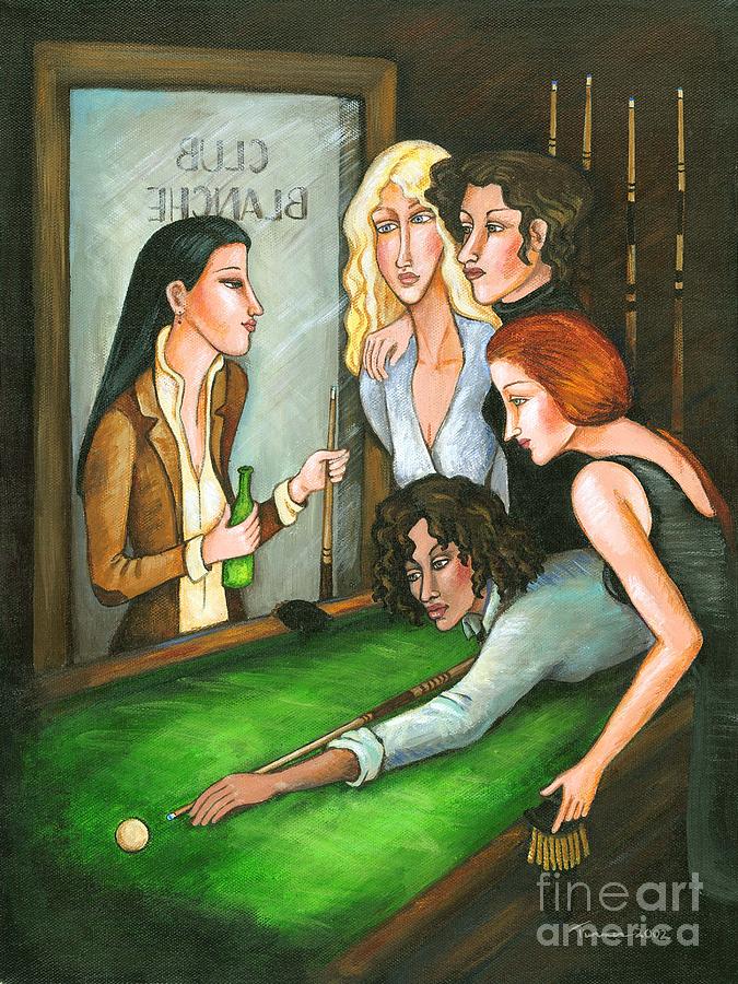 Lesbians Playing Pool Painting By C Turner Pixels