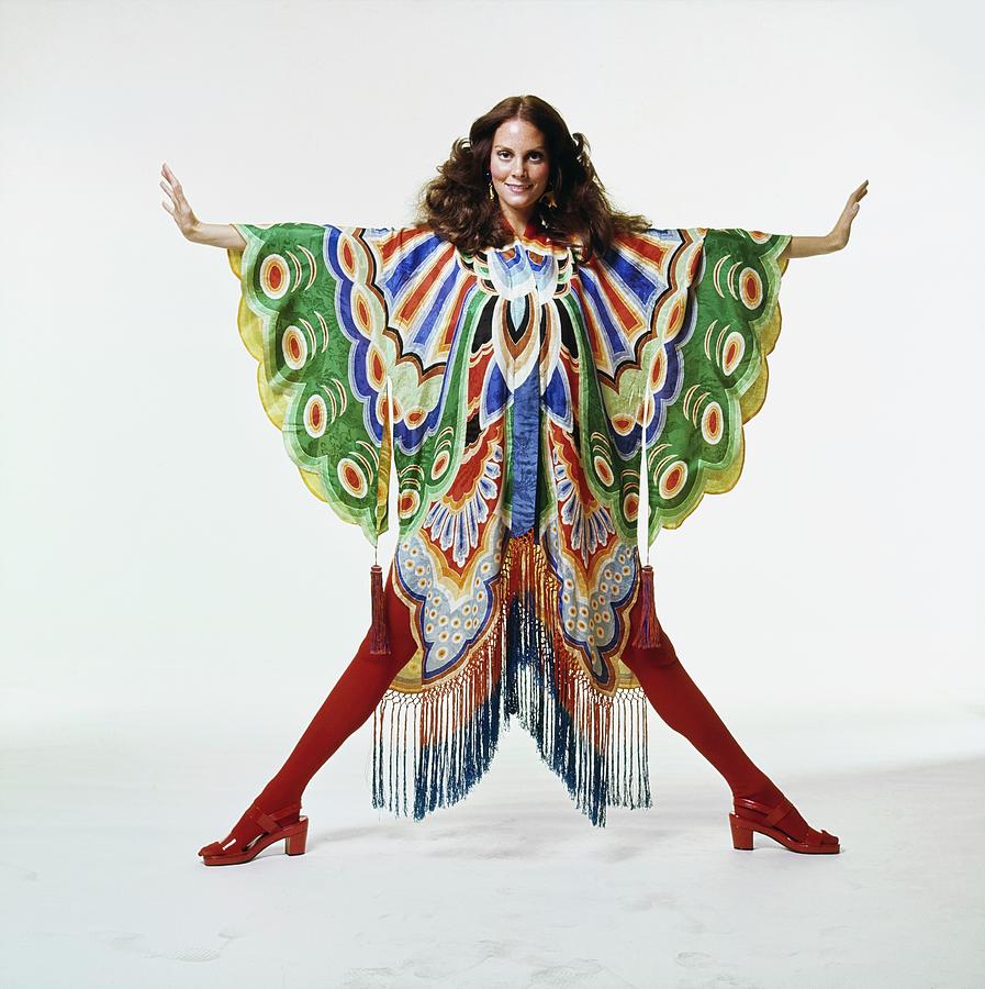 Lesley Warren Wearing An Adolfo Kimono Photograph by Bert Stern