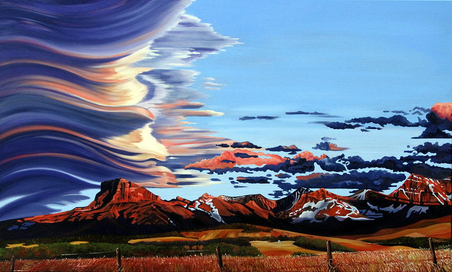 Chinook Over Chief Mountain - Waterton Park Painting by Elissa Anthony