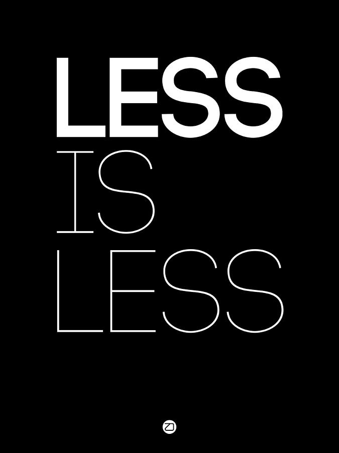 Inspirational Digital Art - Less Is Less Poster Black by Naxart Studio