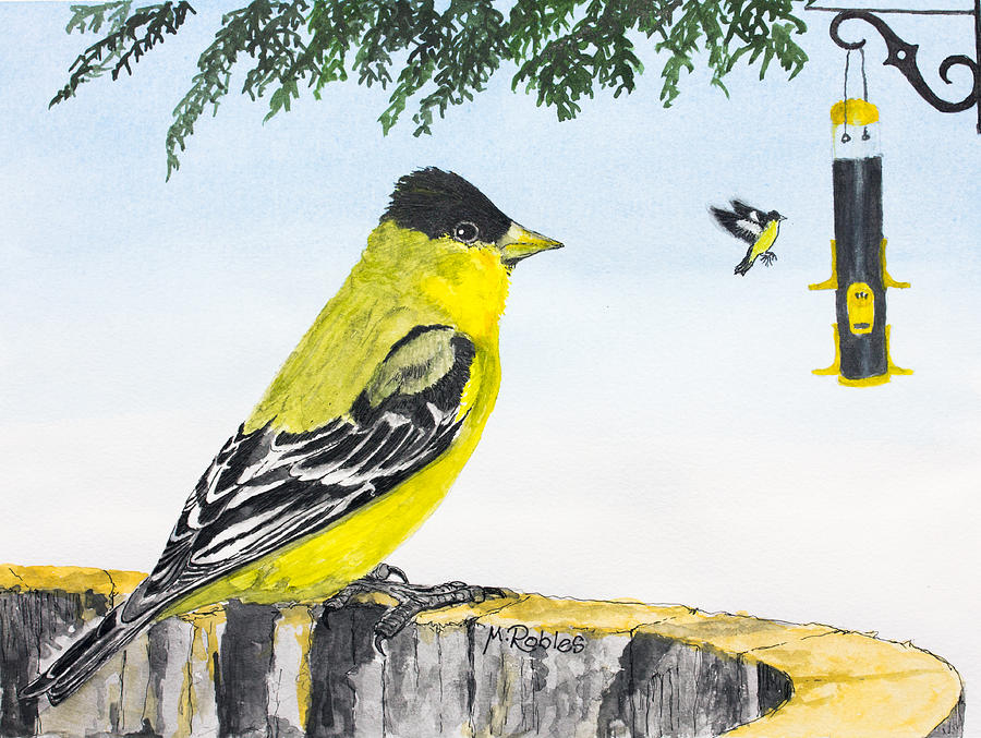 Lesser Goldfinch Painting by Mike Robles
