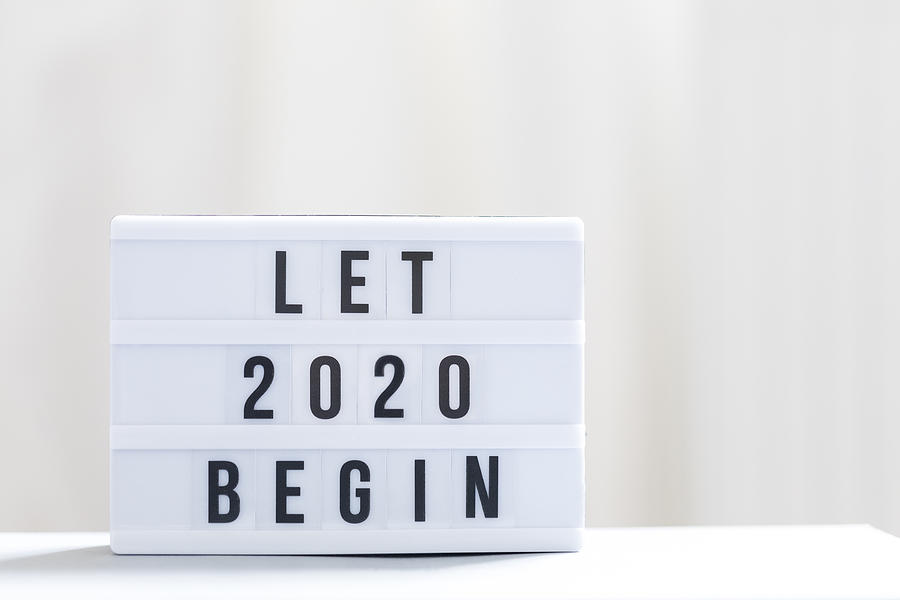 Let 2020 begin: Happy New Year Sign. Photograph by Malorny