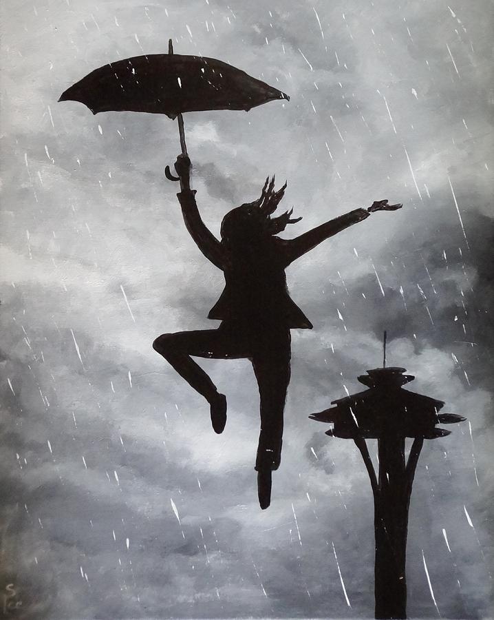 Seattle Painting - Let it rain by Shannon Lee