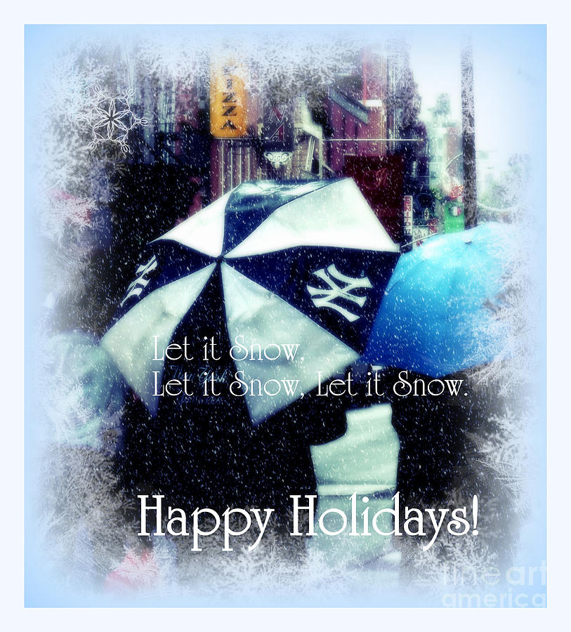 New York Yankees Photograph - Let it Snow - Happy Holidays - NY Yankees Holiday Cards by Miriam Danar