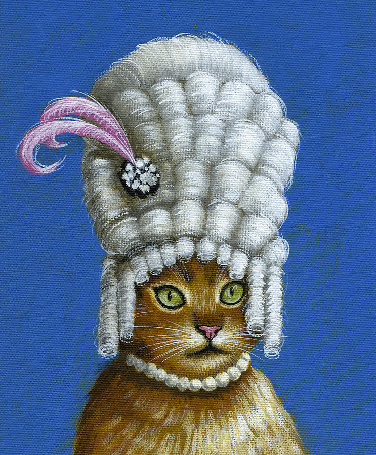 Let Them Eat Cake ... humorous Marie Antoinette cat art Painting by Amy Giacomelli