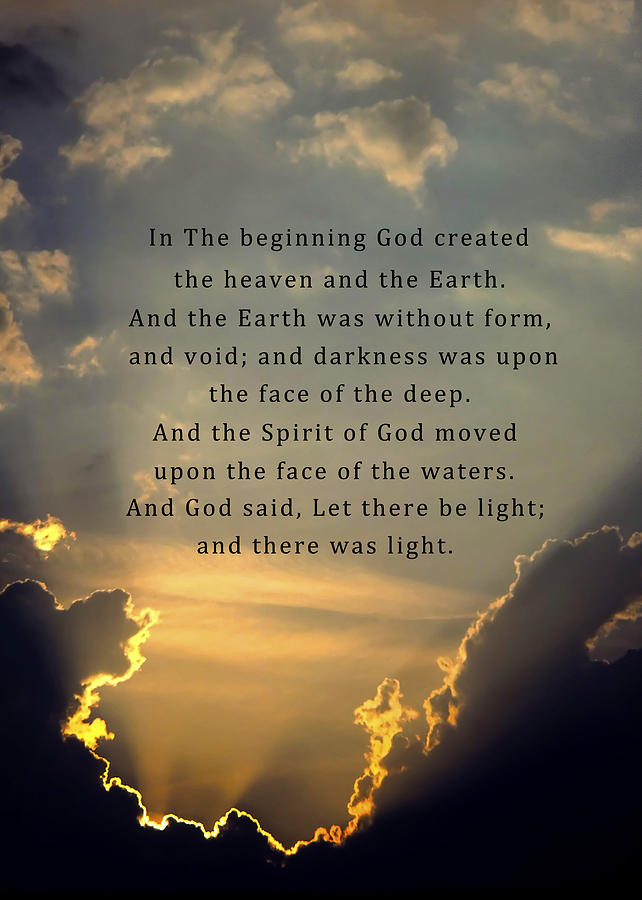 Genesis Photograph - Let there be light by David and Carol Kelly