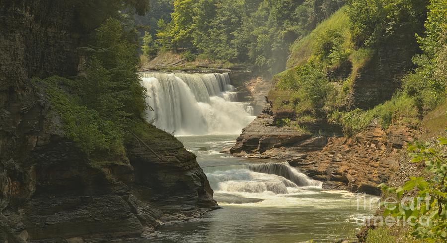 Letchworth Lower Falls Panorama Photograph by Adam Jewell