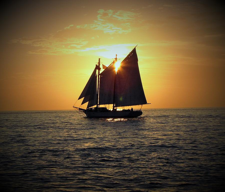A Key West Sail At Sunset Photograph by Gary Smith