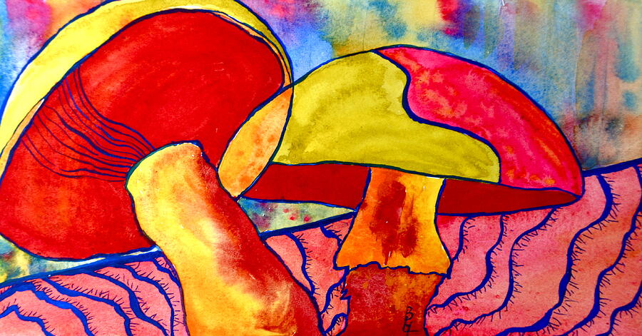 Mushroom Painting - Letting My Freak Flag Fly by Beverley Harper Tinsley