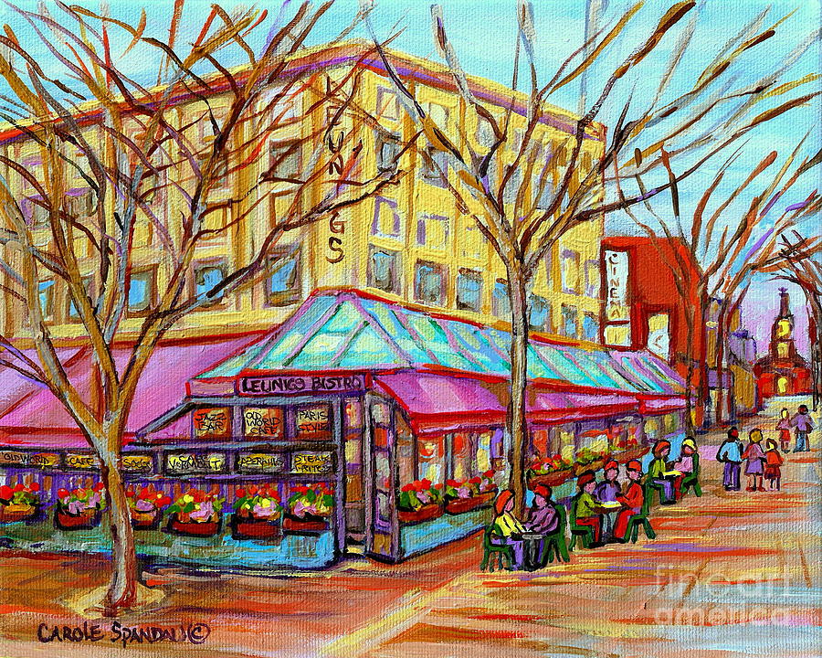 Leunigs Bistro Church Street Panache Of Paris Cafe Paintings Of Vermont Carole Spandau  Artist Painting by Carole Spandau