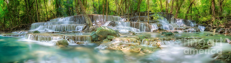 Level 6 of Huaimaekamin waterfall  Photograph by Anek Suwannaphoom